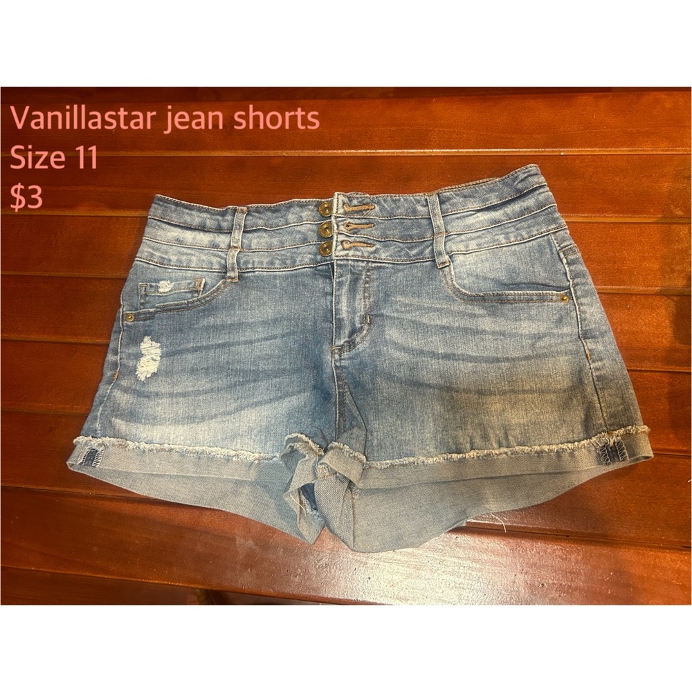 Vanilla Star Blue Jean Shorts Distressed Cuffed Hem